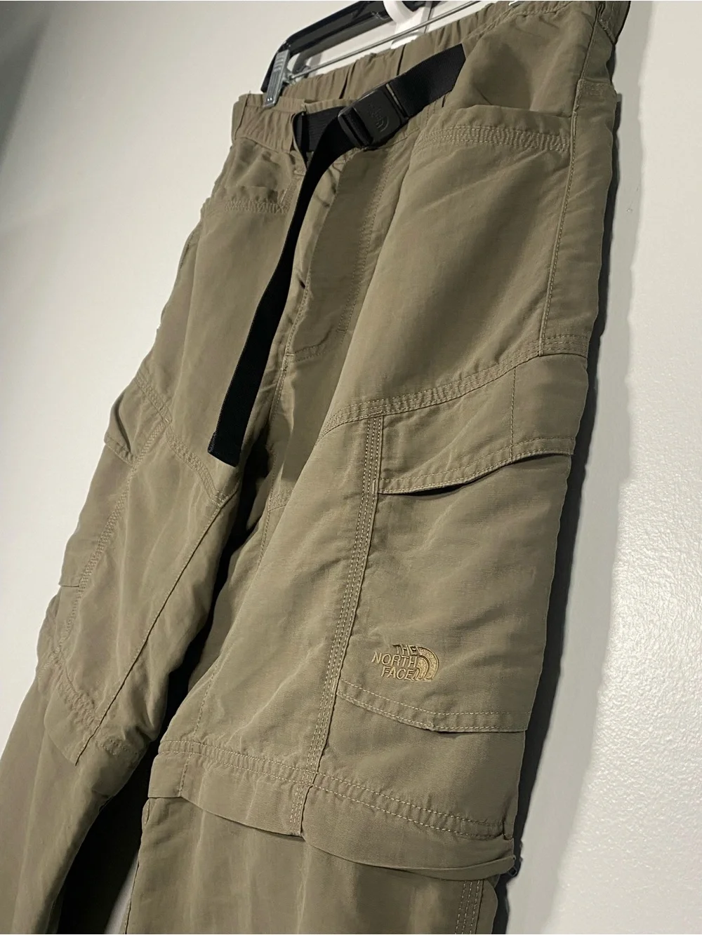 The North Face Olive Cargo Shorts with Integrated Black Web Belt
